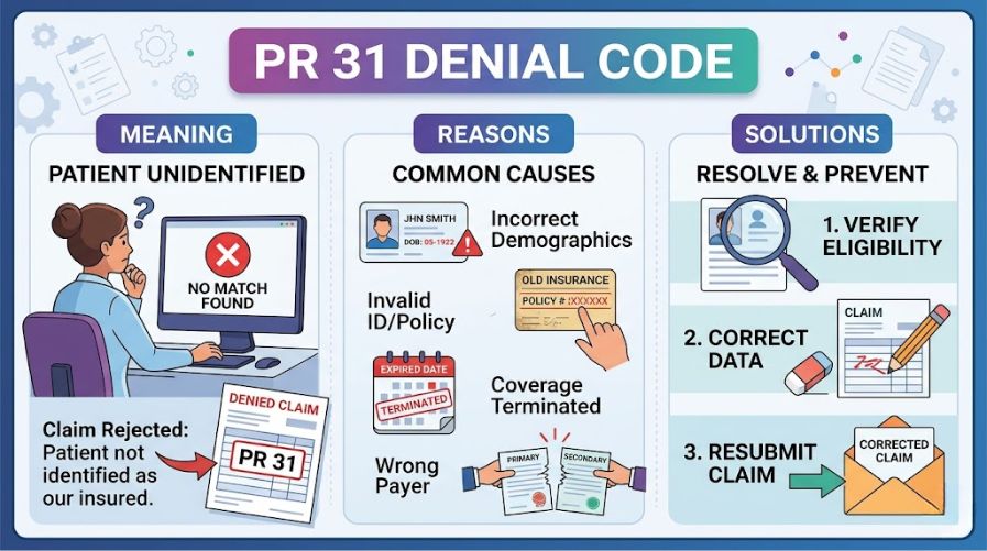 PR 31 Denial Code Common Mistakes Infographic